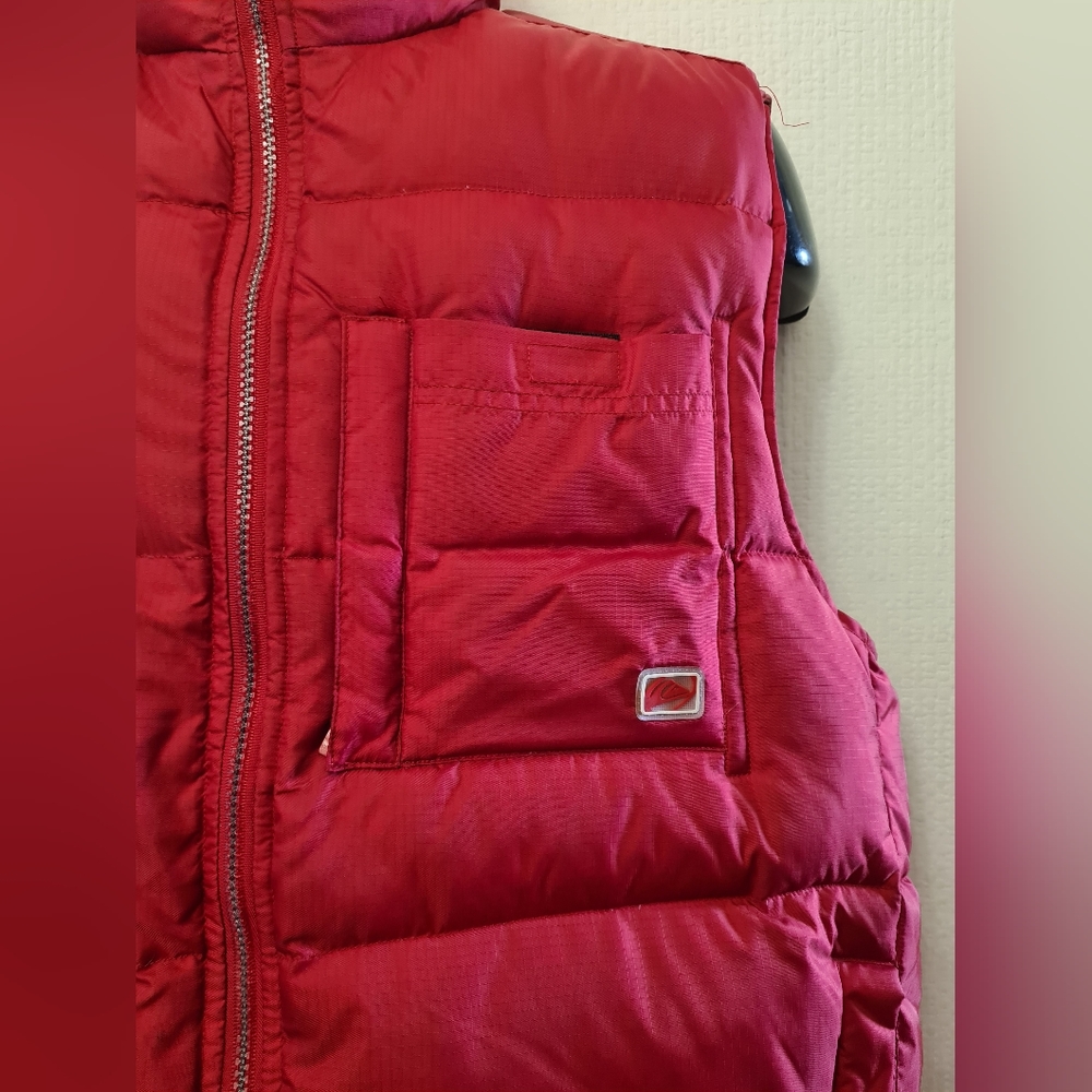 Quiksilver red down filled body warmer size large puffer gilet jacket - Picture 2 of 11